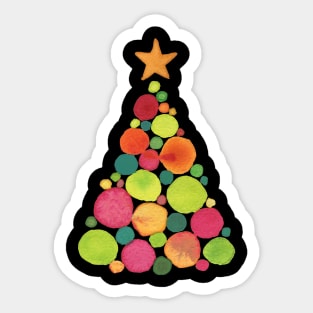 Pretty Painted Watercolor Holiday Christmas Tree Sticker